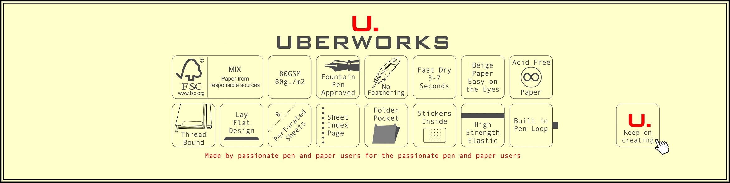 Welcome to UberWorks. The Ultimate Notebooks. Made by passionate pen and paper users for the passionate pen and paper users